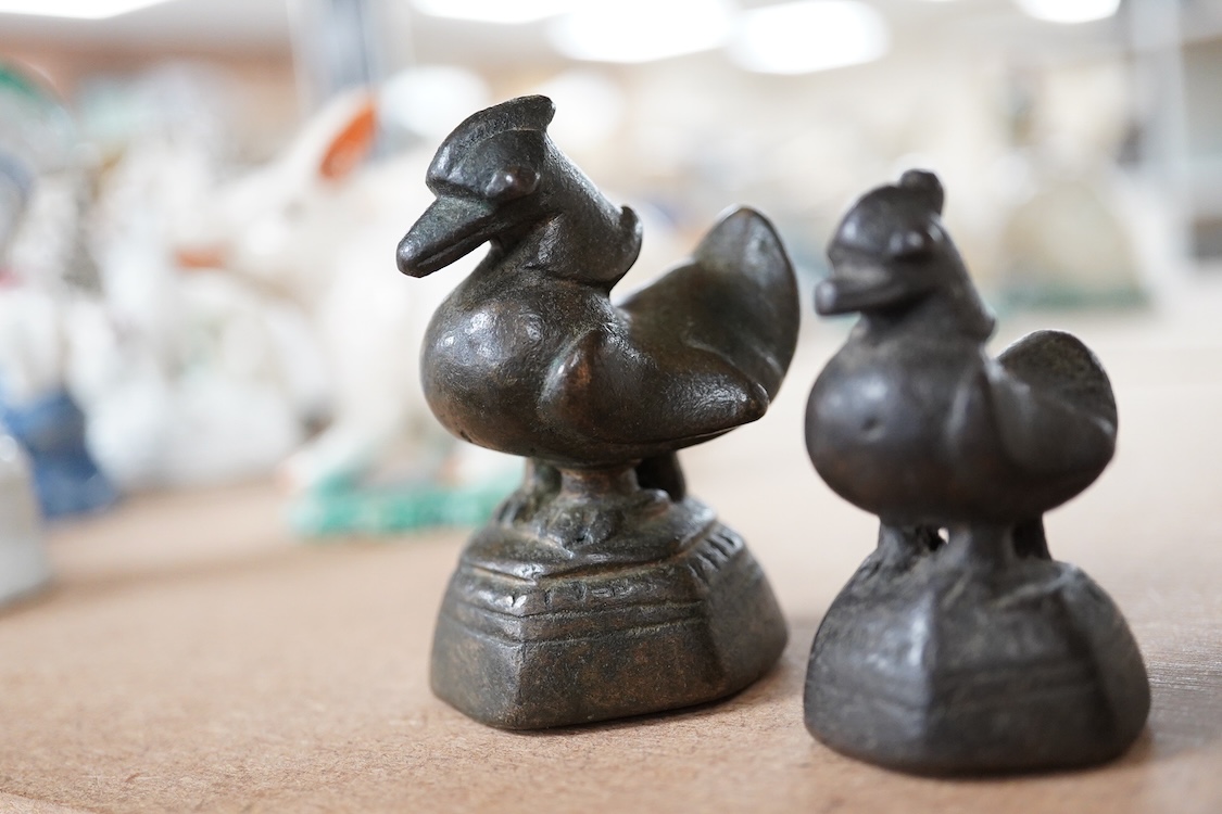 A graduated set of six Burmese bird opium weights, 7cm high